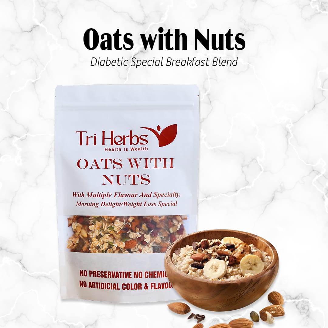 Tri Herbs Oats with Nuts – Diabetic Special Breakfast Blend 🌿🥣