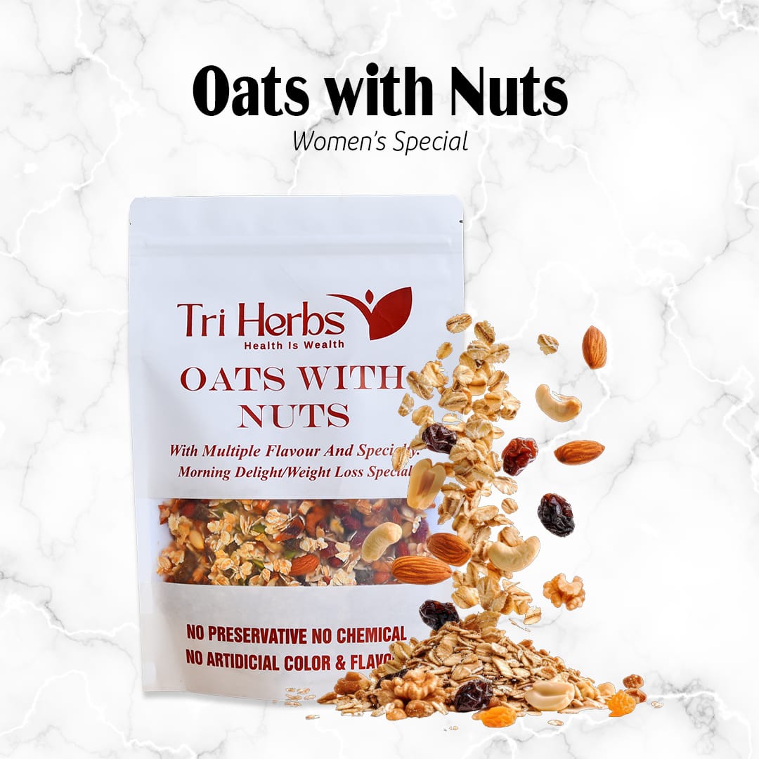Tri Herbs Oats with Nuts Women’s Special – Healthy Breakfast Blend for Energy & Wellness