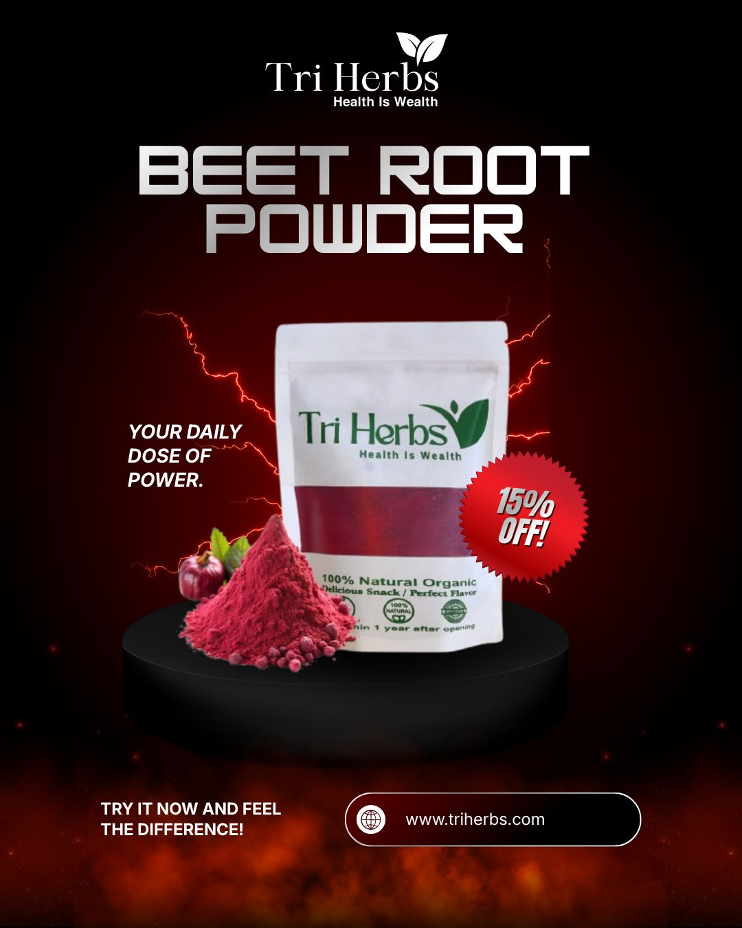 Beetroot Powder – Natural Superfood for Energy, Skin Glow & Daily Wellness 🌿❤️