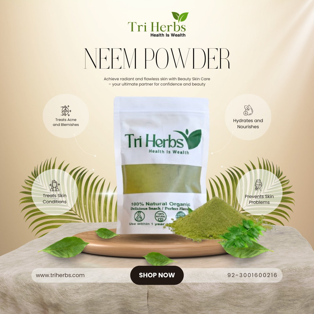 Premium Organic Neem Powder – Pure Natural Skin, Hair & Face Care Herbal Powder